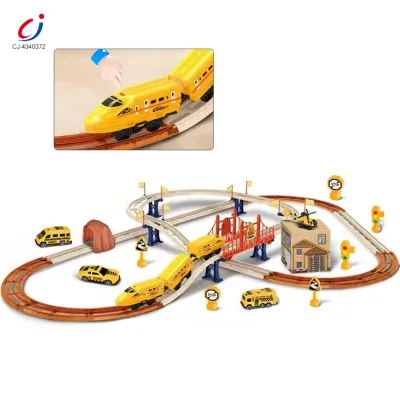 Chengji Track and Train Set Toy Engine Rechargeable Battery Operated Rail Play Educational Toy Puzzle Railway Train Track