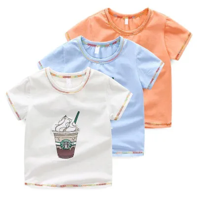 Child O-Neck Eco-Friendly Ice Printed Summer Basic T-Shirt Polyester/Cotton 160g From China Factory