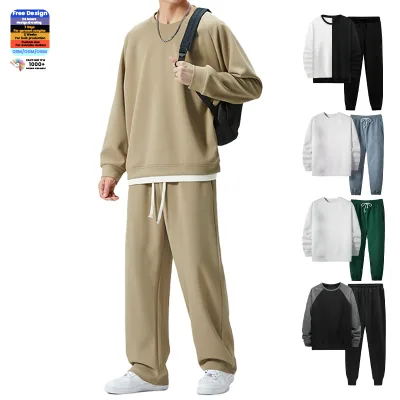 Custom 100% Cotton Woven Heavy Weight Hoodie & Jogger Set with Kangaroo Pockets Spring Streetwear for Men