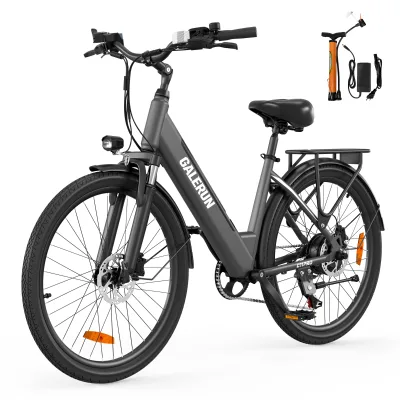 GALERUN C11PRO 26-Inch City E-Bike 250W Mid-Drive Motor, Step-Through Frame, Hydraulic Disc Brakes, 7-Speed Commuter Bike