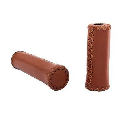 Customized Classic Bike Handle Handlebar Really Brown Anti-Slip PU Leather Soft Rubber Bicycle Grips