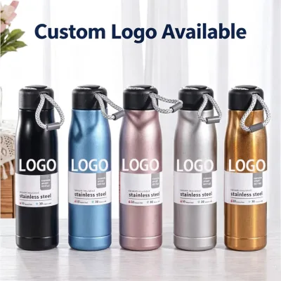 Hsq 304 Stainless Steel Vacuum Insulated Large Capacity Portable Sports Water Bottle With Lanyard Promotional Drinkware
