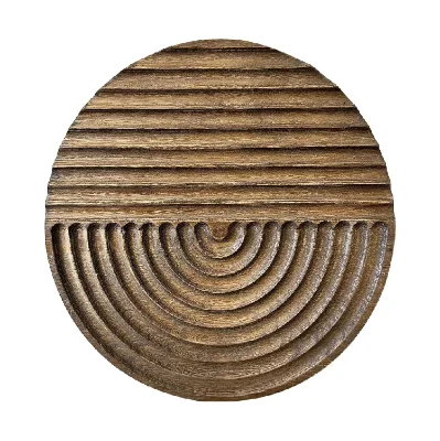 Hand-carved Wood Wall Decor Featuring Artistic Round Design for Farmhouse and Country-style