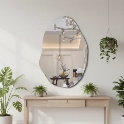 Big Room Home Wall Decor Modern Luxury Glass Unbreakable Hanging Salon Dressing Irregular Frameless Full Length Floor Standing