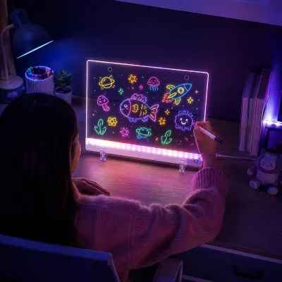 Clear Writing Board Wholesale Erasable Color Luminous LED Drawing Board for Children Acrylic Rewritable LED Message Board