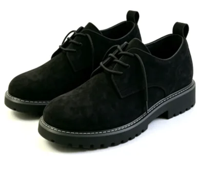 Babyhappy Men Black Suede Adult Oxford Shoes Thick Platform Lace up Casual Formal Footwear