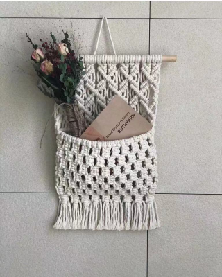 Cute Boho Chic Decorations Macrame Tapestry , Baby Nursery Little Kids Room Macrame Tapestry