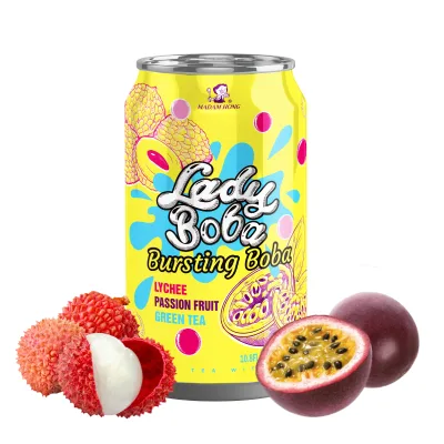 Passion Fruit and Lychee canned bubble tea fruit tea and juice