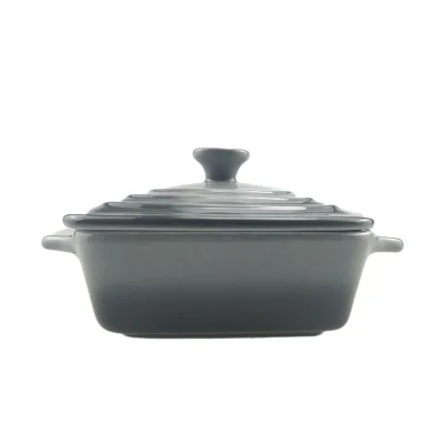 Rectangle Gradient Grey Mini Stoneware Caserole Dish Casserole With Lid