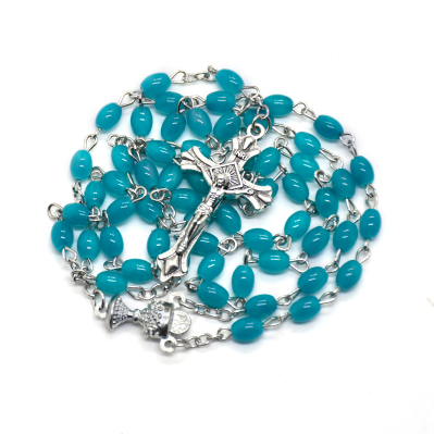 Olive Green Rosaries Beads Rosary Necklace Cross Crucifix Catholicism Religious