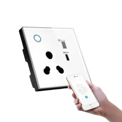 AIsmartlink Socket Trade TUYA Smart Socket Development Board Tempered Glass Panel Wi-Fi 1-Bit USB Hidden