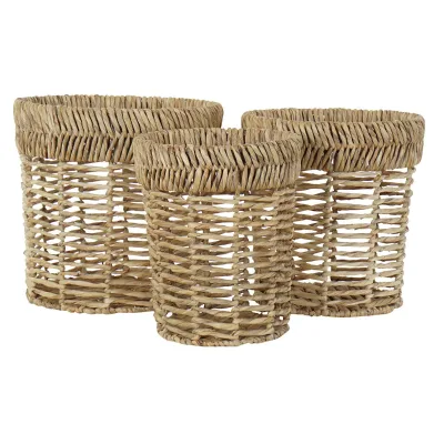 Natural Seagrass Plant Pot Basket Storage Basket Set of 3 Handmade Eco-friendly Product Wholesales From Vietnam