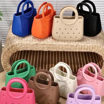 Wholesale Hot Sale European American EVA Casual Fashionable Open Mouth Waterproof Hollow Beach Travel Handbag