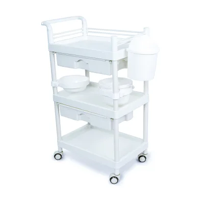 Tool-Free Assembly Plastic Beauty Trolley with Snap-Fit Joints & Pre-Installed Wheels for DIY Salon Home Use Quick Setup Cart