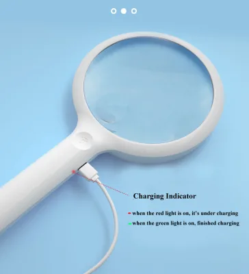 Handheld Illuminated PMMA Magnifying Glass with 20 LEDs 3 Light Modes Rechargeable USB 3X+6X Magnification for Seniors