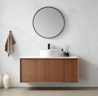 Modern Oval Oak Wood Solid Toilet Basin Cabinet Hanging Sink Wall Mount Granite Washbasin 5 Year Warranty Bathroom 60cm Two