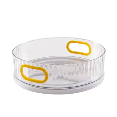 Lazy Susan Organizer Pantry & Fridge Storage Turntable Rotating Tray Clear PET Plastic 2500ml Capacity Freshness Preservation