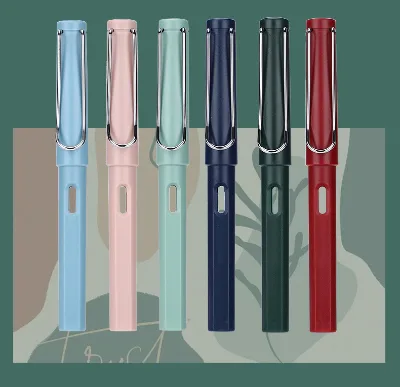 Portable Mini Pocket Gel Fountain Pen Custom Logo Signature Pen Blue Red Pink Inks 0.5mm Writing Width Plastic Material