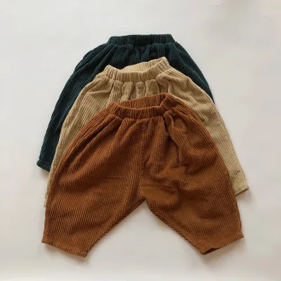 2024 Kids Trousers Boys' Spring and Autumn High Quality Leisure Pants Baby Pants Toddler Three Colors Corduroy Pants