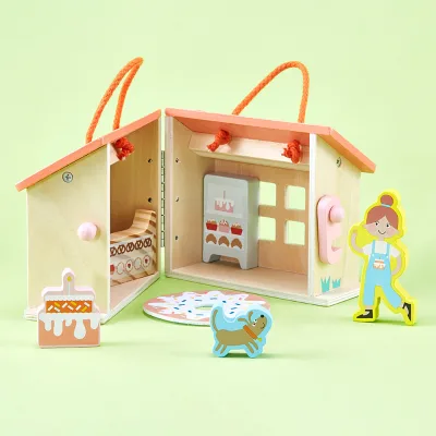 Wooden Doll House Dessert Selling Stand Portable House Play Toy Role Play Pretend Toy Girls Classical Favorite Little House Gift