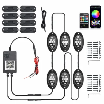 AUXITO 6PC RGB LED Rock Lights Kit Underbody Neon Music Light Bluetooth APP Control