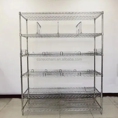 New Design Two Tiers Strong Chrome Wire Storage Shelves Wire Shelving Steel Shelf Storage Rack with Dividers