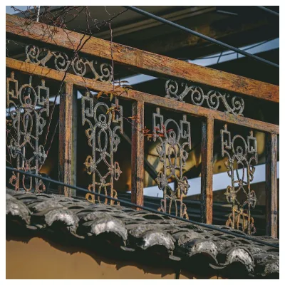 Wrought Iron Railing Metal Wrought Iron Railing Easy Installation Powder Coated for Shopping Mall