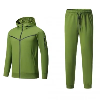 100% Cotton Men Tracksuit Cushy and Soft Hooded Zip up Sweatshirt Jogger Pants Set Casual Sports Training Suit
