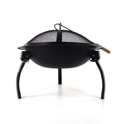 Portable 17\" Steel Fire Pit with Cooking Grid Collapsible Patio Chimenea