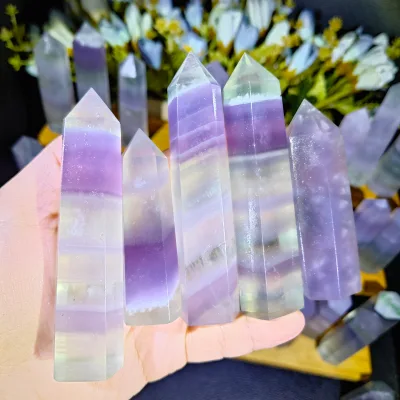 New Arrival Fengshui Gemstone Polish Healing Meditation Crystal Light purple Fluorite Point for Decoration Gift