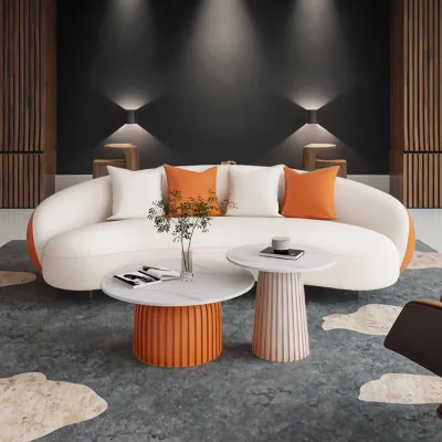 Luxury Three-Person Arc Sofa Set New Technology Small Leather Coffee Table for Beauty Salon Reception Area Office Clothing Store