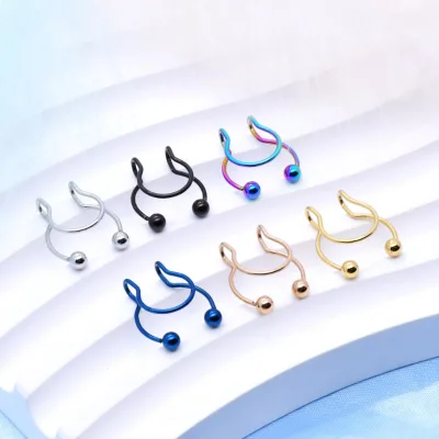 Surgical Steel Nose Ring None Pierced Septum Clip on Horseshoe Piercing Nose Septum Hoop Rings