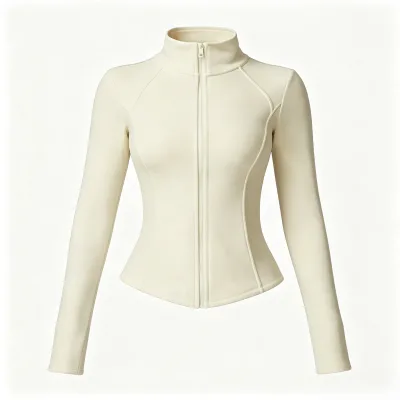 Women Yoga Sports Jacket Autumn Winter Stand Collar Zip up Thick Long Sleeve Sweatshirt Fitness Top for Pilates Workout Training