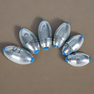 Olive Egg Shaped Fishing Sinker with Anti rust Alloy and Built-in Plastic Core