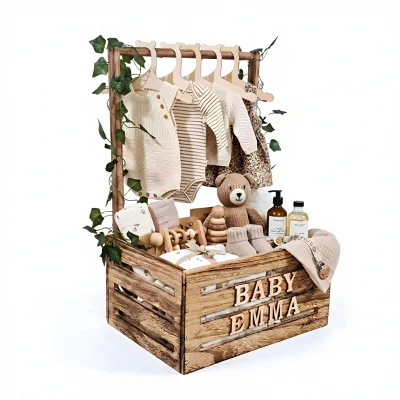 Wooden Baby Shower Crate Closet Basket Hanger Rack Customizable Gift Basket 2x Alphabet Letters Hangers Dividers Ivy