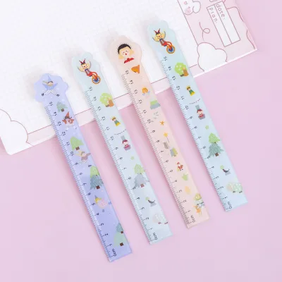 Eurolucky Hot Selling Korean Small Fresh Cartoon Stationery Ruler Student Cute Ruler 15cm Rulers for School Christmas Gift