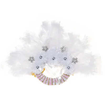 Wholesale Custom Natural Soft Fashion African Craft White Fur Dance Feather Hand Fan Folding Weddings Bridal Feather Fans