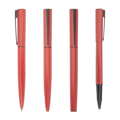 Twist Red Metal Rollerball Pen/Mechanical Pencil in Matt Finish With Slim Clip for Promotional Signature Pen Custom Logo