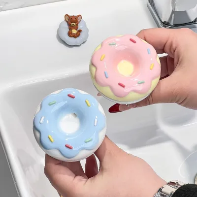 Cute Donut Drain Basin Washbasin Stopper Basin Bounce Core Drain Basin Bathroom Basin Press Type Odor Proof