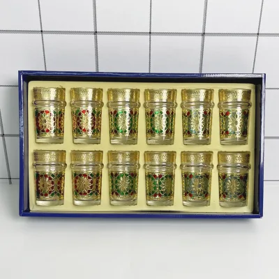12-piece Moroccan Style Teacup Set Turkish Teacup Set Comes with Gift Box