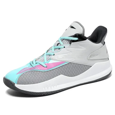 Wholesale and Custom Unisex Basketball Sport Shoes Fashion Trendy New Design Breathable Sneakers Light Weight for Men and Women