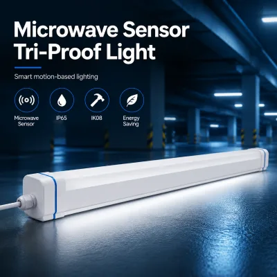 Microwave Motion Sensor Tri-Proof Fixture with Automatic Detection and Energy Saving Control for Garages Corridors