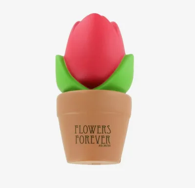 Custom Logo Printed Tulip Pot Stress Ball PU Foam Promotional Giveaway Squeeze Toy