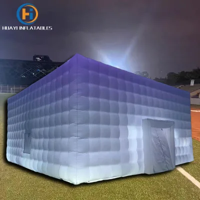 HUAYI Outdoor Blow up Portable Inflatable Party Tent Led Light White Inflatable Cube Tent Inflatable Event Tent