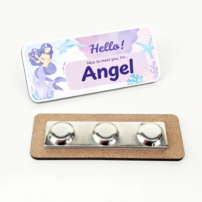 Sublimation Name Tags 1.5 X 3 Inch DIY Blank ID Name Badge Corners Personalized School Office Wood/MDF Eco-friendly High Glossy
