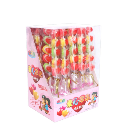 Valentines Day Candy Sweets Fruit Flavor Gummy Candy Heart Shape Lollipop