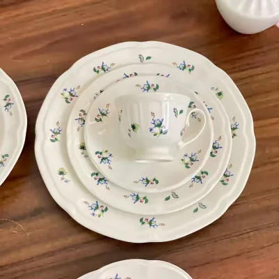 French-inspired Porcelain Chiffon Lace Dessert Cake Deep Plates Tall Cups Saucers High Quality Household Party Tableware