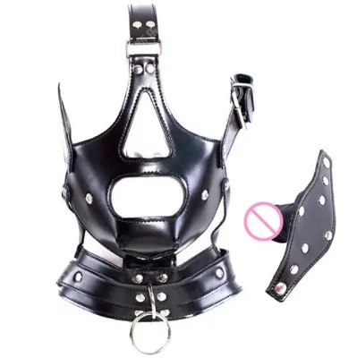 Leather Fetish Headgear BDSM Bondage Ma Sk Hood Restraint Adult Cosplay Female Man Sex Toys for Couples Women Fetish Ga Y Dildo%