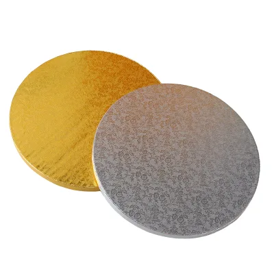 12inch Gold Foil Round Cake Boards with Gorgeous Design, Sturdy & Durable 1/2inch Thick Cake Drums