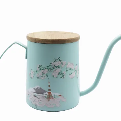 High-Quality Painting Stovetop Pour Over Coffee Pot 304 Stainless Steel Gooseneck Kettle for Specialty Café Home with Bamboo Lid